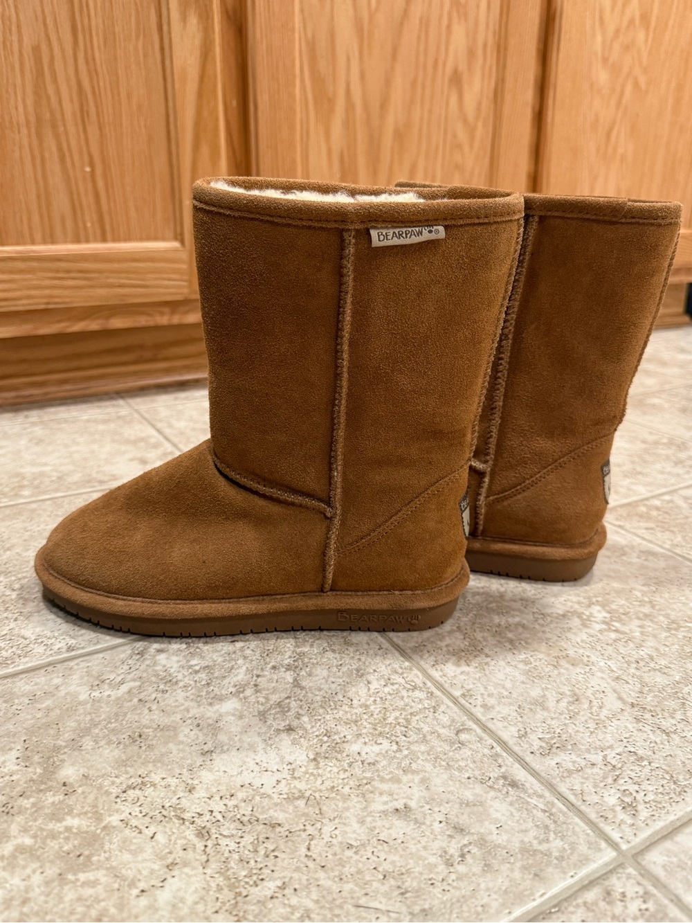 BearPaw Chestnut Suede Mid-Calf Shearling Boots